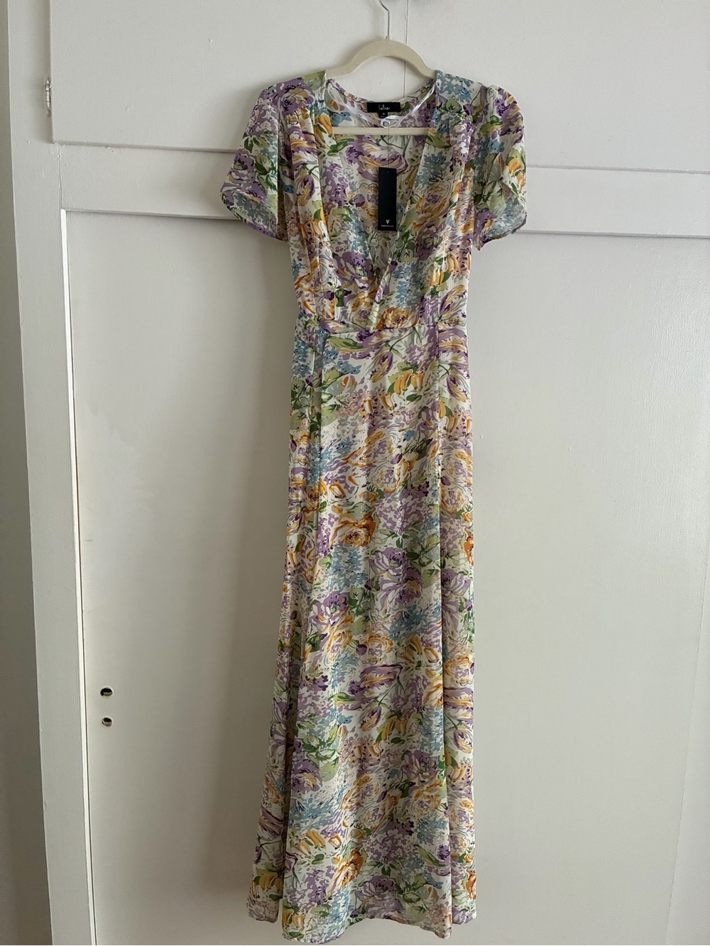 Lulu's Pastel Floral Wrap Maxi Dress